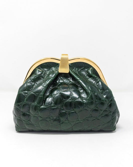 BORSA A MANO IN PELLE EFFETTO COCCODRILLO